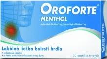 Oroforte menthol 20 tvrdých pastiliek