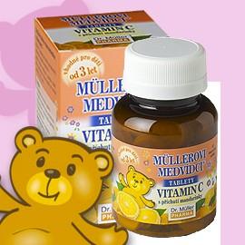 Mullerove medvedíky Vitamín C s príchuťou mandarínky 45tbl
