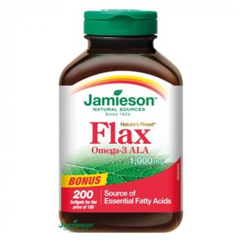 Flax Omega-3 1000 mg ľanový olej 200kps Jamieson