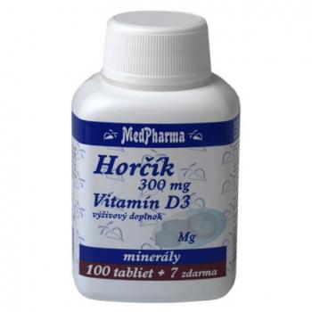 Horčík 300 mg + vitamín D3 100+7tbl zdarma