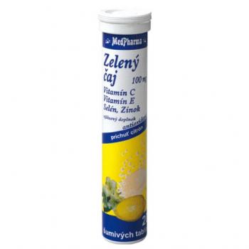 Zelený čaj 100 mg + vitamín C + vitamín E + selén + zinok, šumivé tablety 20ks