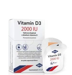 IBSA Vitamin D3 2000 IU s pomarančovou príchuťou, 30 ks