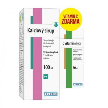 Kalciový sirup 100ml + Kvapky s obsahom vitamínu C 30ml !ZADARMO!