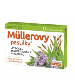 Mullerove pastilky Skorocel  materina dúška a vitamín C 24 ks