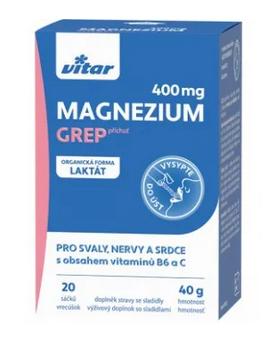 Vitar Magnézium 400 mg + vitamíny B6 a C vrecúška s príchuťou grepu 1x20 ks