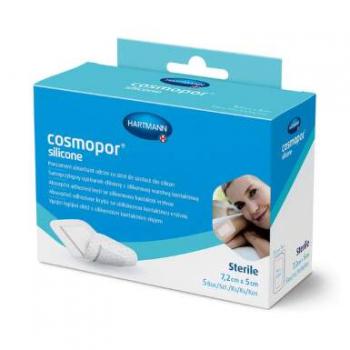 Cosmopor Silicone absorpčné adhezívne krytie so silikónovou vrstvou 7,2cmx5cm 5 ks