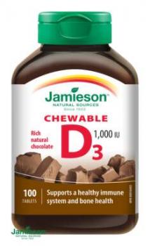 JAMIESON Vitamín D 1000 IU čokoláda 100 cmúľacích tabliet